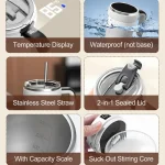 Automatic Stirring Cup Rechargeable Electric Stirring Mugs Magnetic Mixer Stainless Steel Coffee Mug Rotating Magnetic Tumbler 5