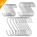 10pcs Stainless Steel S Shaped Hook Kitchen Bathroom Clothing Hooks Multi-functional Metal Hanging Hook