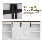 TV Stand for 65 Inch TV, Entertainment Center with Storage Cabinets and Sliding Barn Doors, Mid Century Modern, Customized 4
