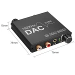 192KHz/24Bit DAC Digital to Analog Audio Converter Digital SPDIF Optical Toslink Coaxial to Analog Stereo L/R RCA and 3.5mm Jack 6