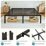HOOMIC 14"  Twin/Full/Quen/King Metal Platform Bed Frame with Storage Space, No Box Spring Needed, Easy Assembly 5