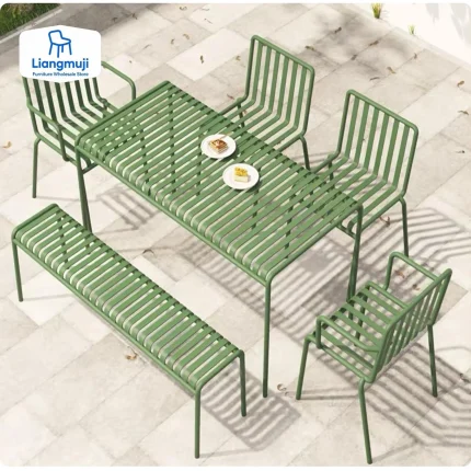 Modern Simple Leisure Outdoor Patio Furniture Balcony Open Air Garden Wrought Iron Dining Table and Chairs Set Outdoor Furniture
