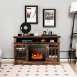 Electric Fireplace TV Stand for TVs Up to 55 Inches, 18-Inch Fireplace Insert with Remote, Overheat Protection,, Customized 2