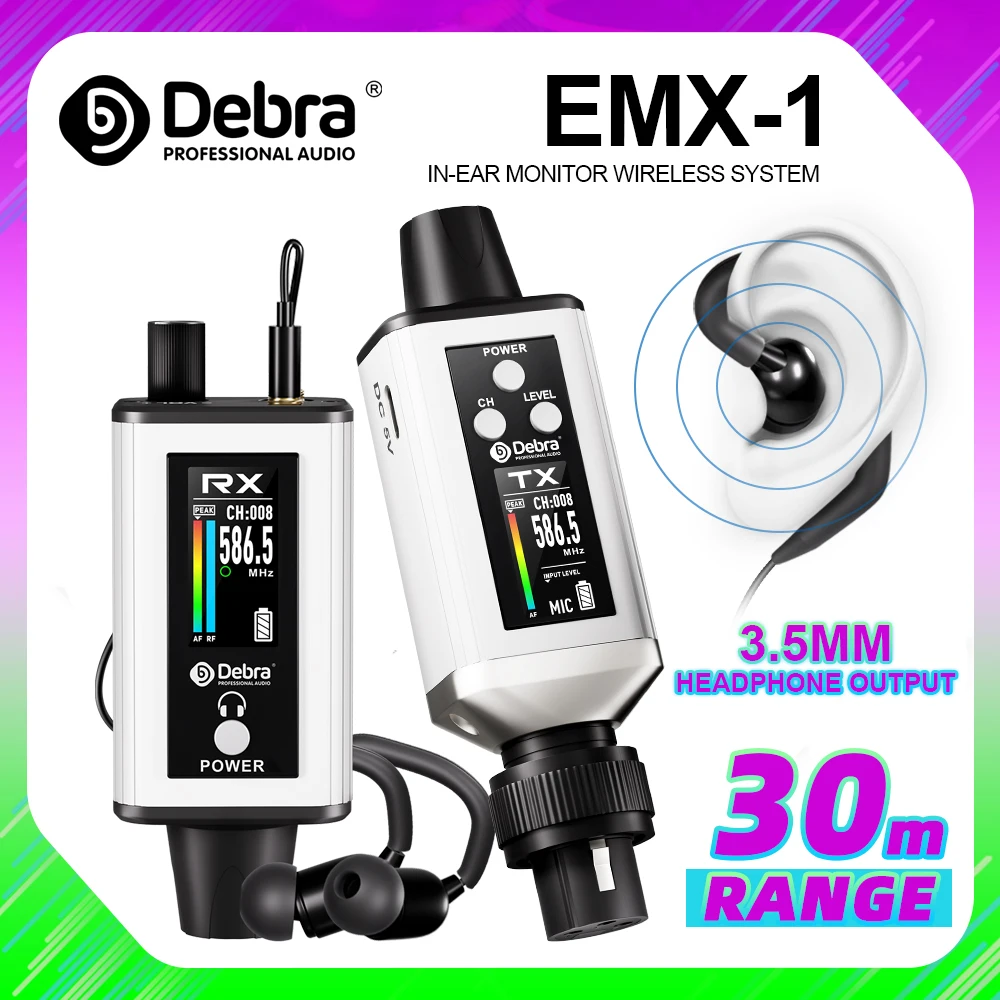 Debra Audio UHF IEM EMX-1 Wireless Monitoring System Portable Rechargeable with 16 Adjustable Frequency On The Screen Debra Audio UHF IEM EMX-1 Wireless Monitoring System Portable Rechargeable with 16 Adjustable Frequency On The Screen