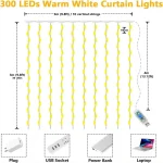 3M LED Curtain String Lights Fairy Decoration USB Holiday Garland Lamp 8 Mode For Home Garden Christmas Party New Year Wedding 6