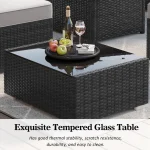 15-Piece Outdoor Patio Furniture Set with Fire Pit Table, Rattan Wicker Sectional Sofa with Coffee Table 6