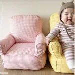 Single Children's Sofa INS Bean Bag Plaid Canvas Mini Chair Kindergarten Seat Early Education Institution Baby Furniture Gift 4
