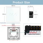 BSEED Zigbee Touch Switch Glass 1/2/3Gang Smart Light Switch Tuya Wireless Controller via Google Smart Life Alexa App No Neutral 6