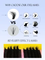 GROINNEYA Cluster Lashes Kit Individual Lashes Volume Mixed Tray 3D Faux Mink Lashes Wispy Eyelash Extension Makeup 5