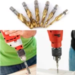 Hex Shank Titanium Plated HSS Screw Thread Metric Tap Drill Bits Screw Machine Compound Tap M3 M4 M5 M6 M8 M10 Hand Tools 4
