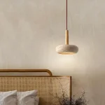 2024 New Hot Selling Pendant Lamps Wabi Sabi Circular Yellow Stone Commercial Home Decoration Restaurant Room LED Droplight 3