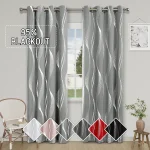 1pc High Precision Silver Embossed Wave Pattern Blackout Curtains for Blocking Light and Keeping Heat, Perfect for All Rooms