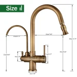 Rozin Filter Water Kitchen Faucet 2 in 1 Antique Brass Pull Out Nozzle Kitchen Purification Crane 2 Ways Swivel Mixer Tap 6