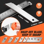 3 Pack Utility Knife Box Cutter Retractable, Compact Box Knife for Cartons, Cardboard and Boxes, with 10 Piece 18mm Wider 5