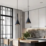 Modern LED pendant light in black and white E27 bedroom table dining room hanging light lampshade home cabinet suitable for 2