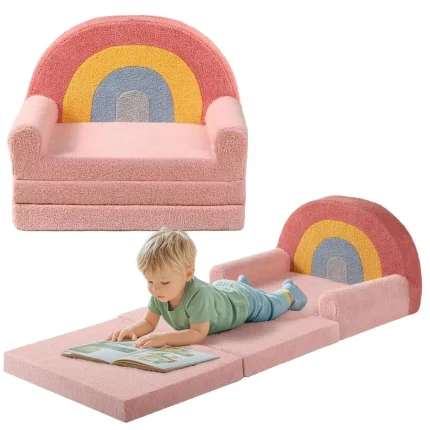 Extra Wide Soft Toddler Couch Fold Out, 2in1 Kids Couch, Convertible Kids Sofa to Lounger, Comfy Toddler Chair, Kid Furniture fo