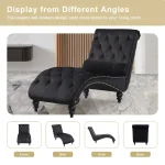 Chaise Lounge Indoor,Velvet Upholstered Lounge Chair Button-Tufted Armless Chair with Pillow, for Bedroom Living, Customized 6