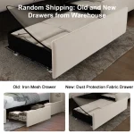GEGOFORU Queen LED Bed Frame with Galaxy Projector, Bluetooth Speaker, USB Ports, 4 Drawers, No Box Spring Needed, PU Black 5