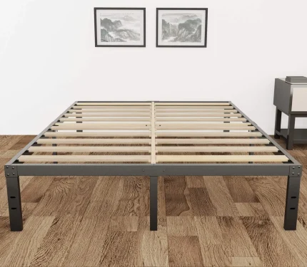 DDPNKL 3500lbs Heavy Duty,14 Inch Steel & Wooden Slat Support Reinforced Platform Bed Frame,Mattress Foundation/Easy Assembly