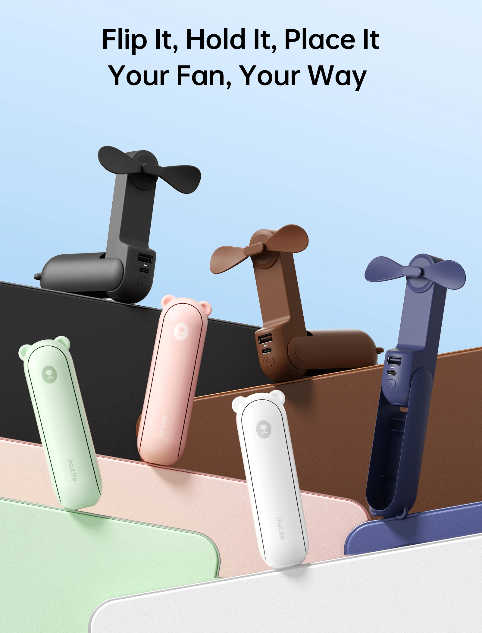 JISULIFE Portable Fan Mini Handheld Fan USB 4500mAh Recharge Hand Held Small 3 in1 Pocket Fan with Power Bank Flashlight Feature JISULIFE Portable Fan Mini Handheld Fan USB 4500mAh Recharge Hand Held Small 3 in1 Pocket Fan with Power Bank Flashlight Feature