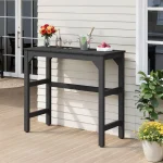 Outdoor Bar Table, 42" Weatherproof Patio Bar Height Counter Table, HIPS Material, Waterproof, for Outside, Garden, Backyard, Ba 4