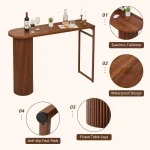 55in Counter Height Pub Table with Luted Wood and Metal Base for Kitchen, Dining, and Living Rooms 6
