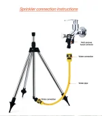 360-Degree Garden Automatic Rotating Sprinkler Stainless Steel Tripod Set Irrigation Stand Water Jet Garden Lawn Sprinkler Tool 3