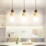 Cream Style Pendant Lamp Bedroom Bedside Led Chandelier Stone Wood Light Designer Bauhaus Medieval Restaurant Bar Small Lights 4