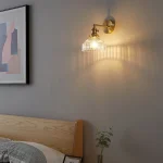 Nordic LED glass wall lamp with cable switch, minimalist living room bedroom bedside indoor lighting wall lamp glass lampshade 2