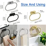 Stainless Steel Towel Holder Self-adhesive Bathroom Towels Rack Black Washhand Hanger Ring Rail Bar Kitchen Storage Accessories 5