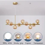 Nordic Modern LED Pendant Gold Light Glass Ball 11 Heads Hanging Lamp for Kitchen Living Dining Room Suspension Luminaire Design 3