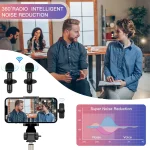 Wireless Lavalier Microphone Audio Video Recording Mini Microphone for iPhone Android Phone Live Broadcast Gaming Mic Portable 3