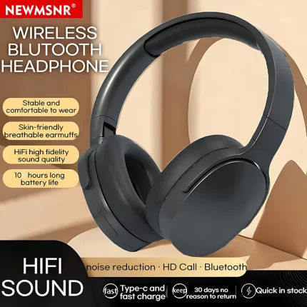 9D Surround Sound Wireless Bluetooth Headphones Over Ear Headsets True Sports Earphones Support TF/AUX Music Player with HD Mic