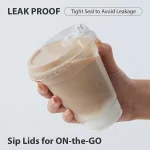10pcs Plastic Cup With No Straw Mouth Direct Drinking Transparent Disposable Coffee Cup Suitable For Smoothies Cold Drinks Milk 5