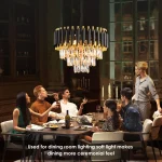 Black and Gold Crystal Chandelier Pendant Light Fixture Flush Mount Ceiling Lighting 3 Tiers Modern Crystal Chandeliers 3