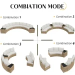 11-Piece Outdoor Wicker Sectional Sofa Set with Storage Wedge Table, Weather-Resistant for Patio, Garden, or Deck, Beige 5
