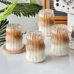 1pc Glass Cup 530ml Water Glasses Stripe Mug Heat-resistant Tumbler Drinkware Perfect For Tea Juice Milk Coffee For Party 2
