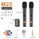 Wireless Microphone M23 UHF 2 Channel Karaoke System With Rechargeable Receiver Cordless Handheld Mic For Church Party Speaker 6