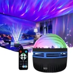 LED Ocean Wave Starry Sky Projector Lamp 1pc 7 Colors Remote Control USB Powered for Kids Room Bedroom Party Ambient Light 2