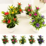 Artificial Flowers Plant Pot Simulate Fake Plastic Flowers Home Office Decor Gift Desktop Bonsai Wedding Party Balcony Ornaments 5