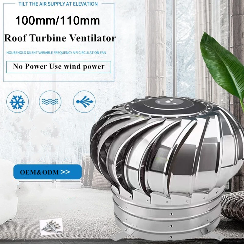 Stainless Steel Roof Ventilator Wind Turbines Air Vent Attic Ventilator 110mm Pipefit Roof Ventilating Fan Stainless Steel Roof Ventilator Wind Turbines Air Vent Attic Ventilator 110mm Pipefit Roof Ventilating Fan