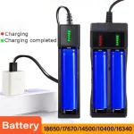 18650 Battery Charger 1/2/4 Slots Dual 18650 Charging 3.7V  Rechargeable Lithium Battery USB Charger For 16340 14500 18650 6