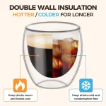 6pcs Double Wall Glass Cup 80ml Cute Mugs Coffee Cups Drinking Glasses for Drinks Personalized Mug Beer Tea Cup Set 2