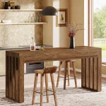 63" Rectangular Counter Height Bar Dining Table Rustic Brown Kitchen Bistro Restaurant Customized 3