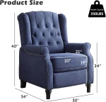 EBELLO Push Back Recliner Chair Fabric Lounge Armchair Pushback Recliner with Padded Seat for Living Room 5