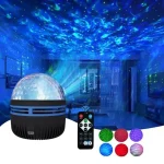USB Galaxy Projector Aurora RGB 5V Night Lights Auto Rotating Sound Activated DMX Remote Control Home Theater Room Decorations 6