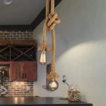 Vintage 1/2/3/4m long Hemp Rope Retro Loft Single Head Double Heads Industrial light Hanging Lamp Pendant Light Edison Lamp 4