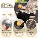 4 Pieces Outdoor Patio Furniture Sets Rattan Chair Wicker Set,Outdoor Indoor Use Backyard Porch 3