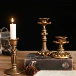 Vintage Taper Candle Holders - Antique Bronze Finish Resin Candle Sticks for Wedding, Dinner Party, Table Centerpiece Decor 4
