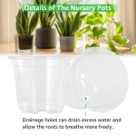 30 Packs 3.5/4/5 Inch Clear Nursery Pots, Transparent Plastic Planter with Drainage Holes, Seed Starting Pot Flower Plant Contai 5